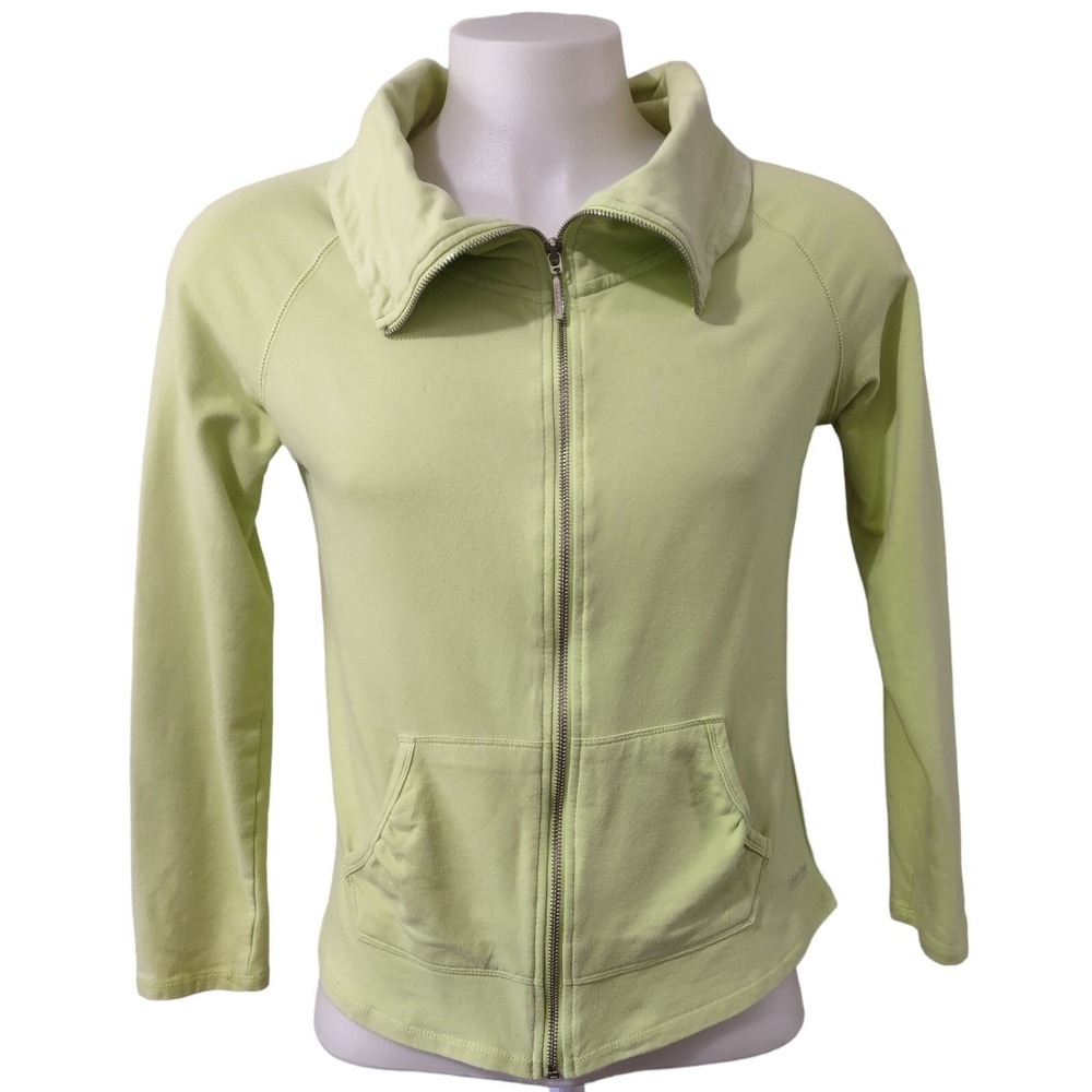 Calvin Klein Jacket Women's Size Large Light Green Full Zip Cowl Neck Pockets